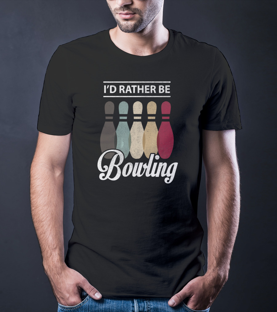 I’d Rather Be Bowling Vintage Bowling Pins T-Shirt