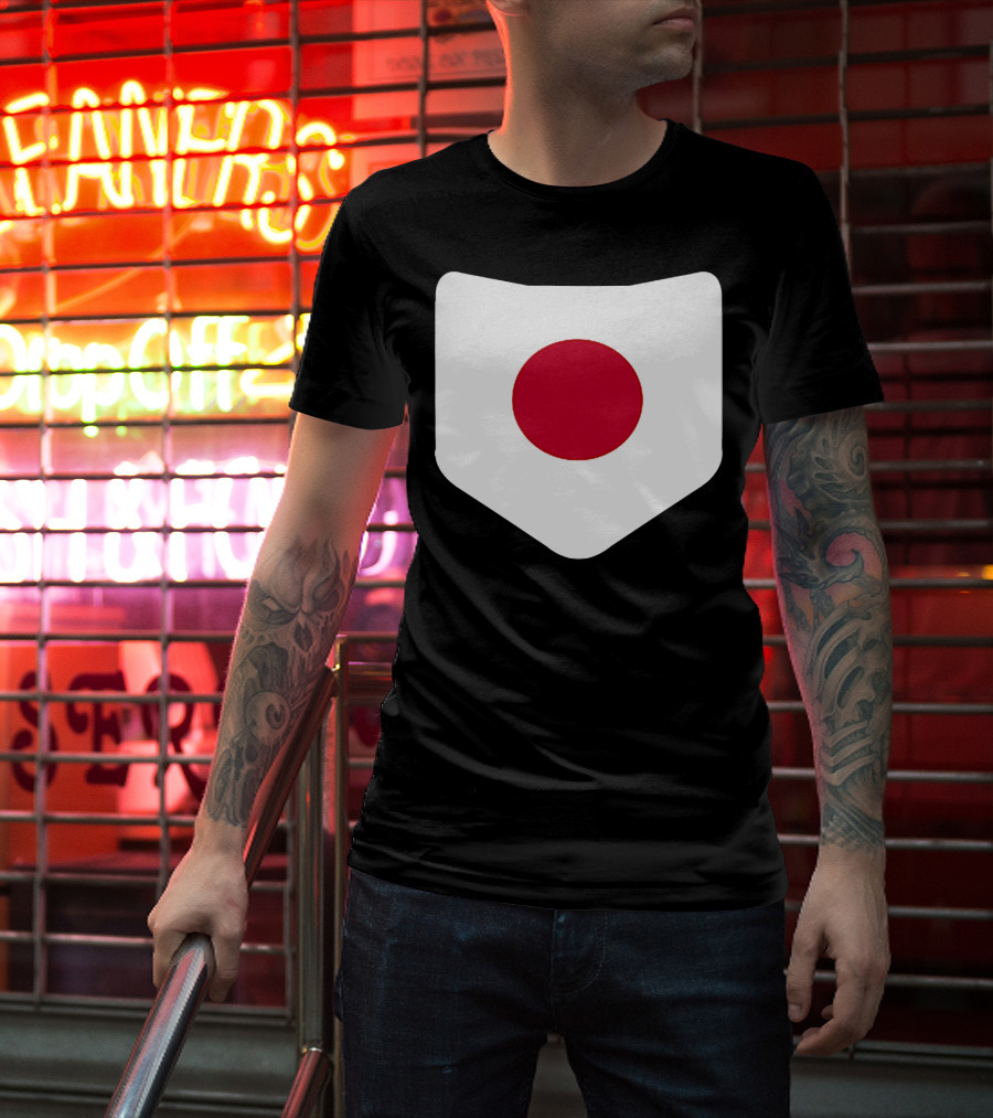 Japan Symbol Emblem With Printed Japanese Flag T-Shirt