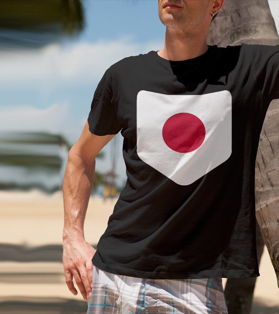Japan Symbol Emblem With Printed Japanese Flag T-Shirt