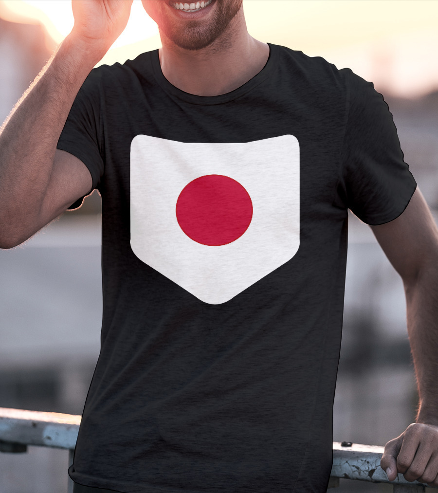 Japan Symbol Emblem With Printed Japanese Flag T-Shirt