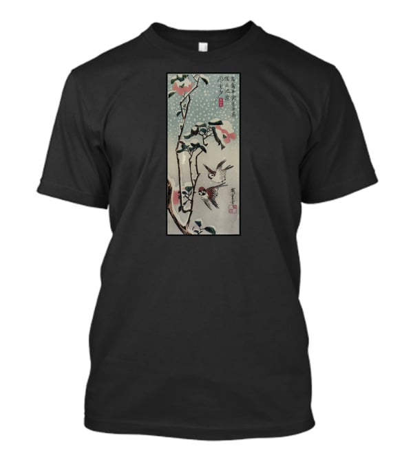 Japanese Woodblock Print Birds And Cherry Blossom Tree T-Shirt