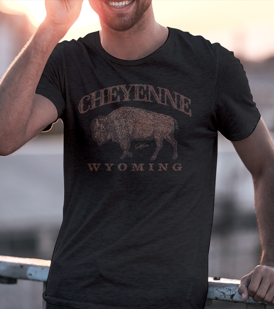 Cheyenne Wyoming JCombs Walking Bison T-Shirt