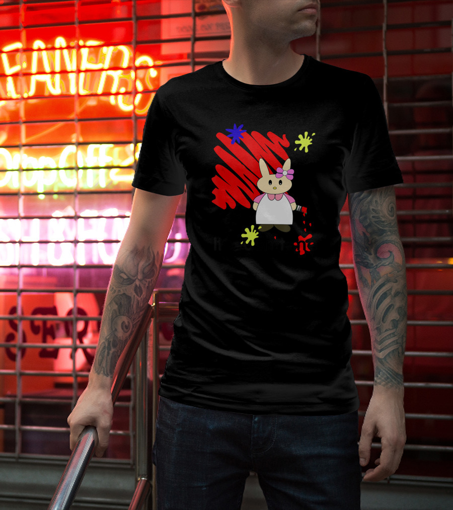 It Wasn't Me Bunny With Paintbrush And Red Scribble T-Shirt