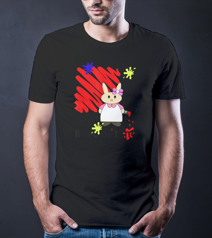 It Wasn't Me Bunny With Paintbrush And Red Scribble T-Shirt