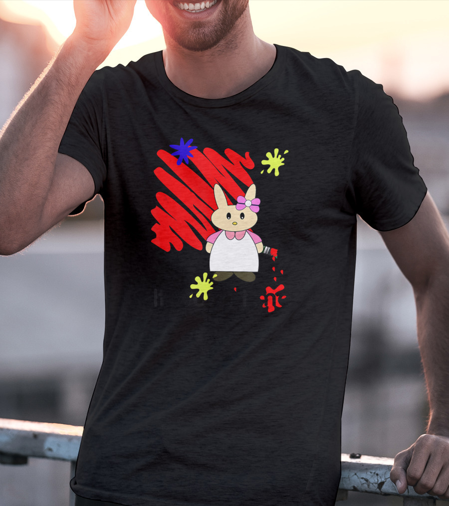 It Wasn't Me Bunny With Paintbrush And Red Scribble T-Shirt