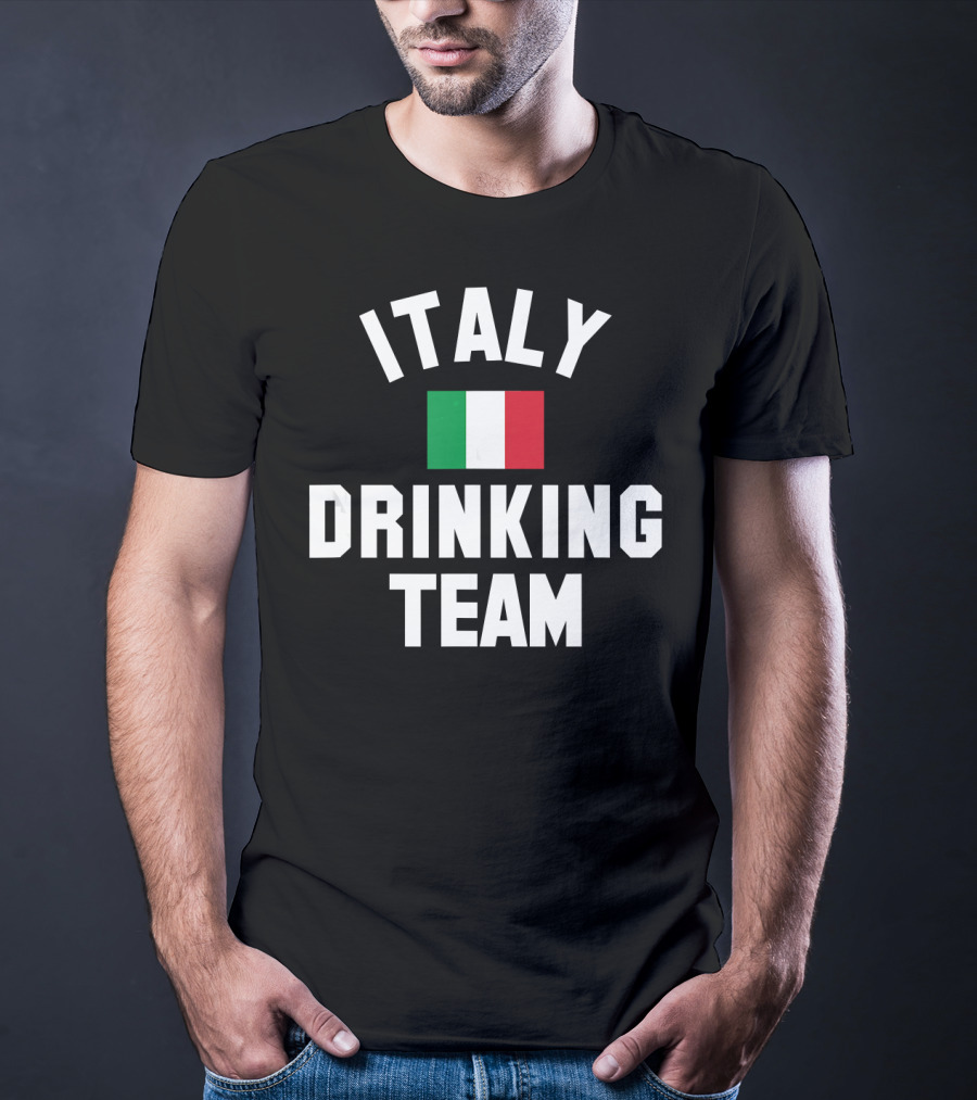 Italy Drinking Team Italy Beer Theme With Italian Flag T-Shirt