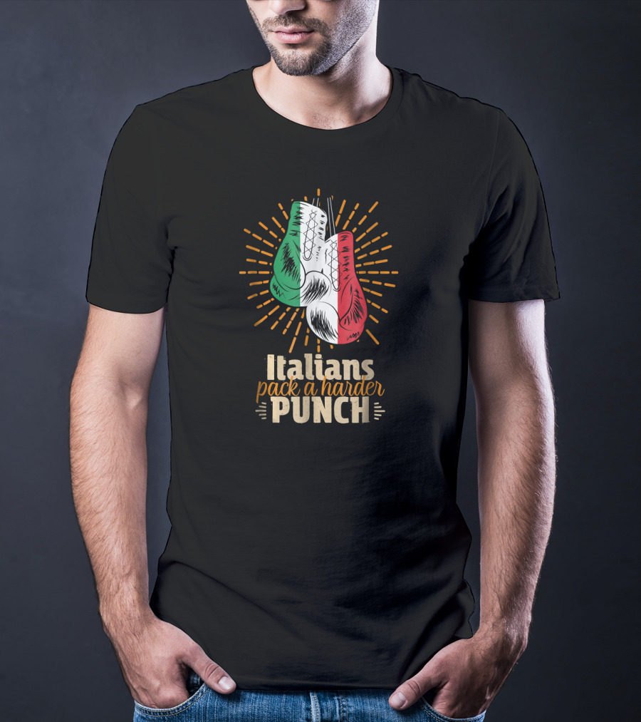 Italians Pack A Harder Punch Boxing Gloves Sporting Italy Flag Stripes T-Shirt