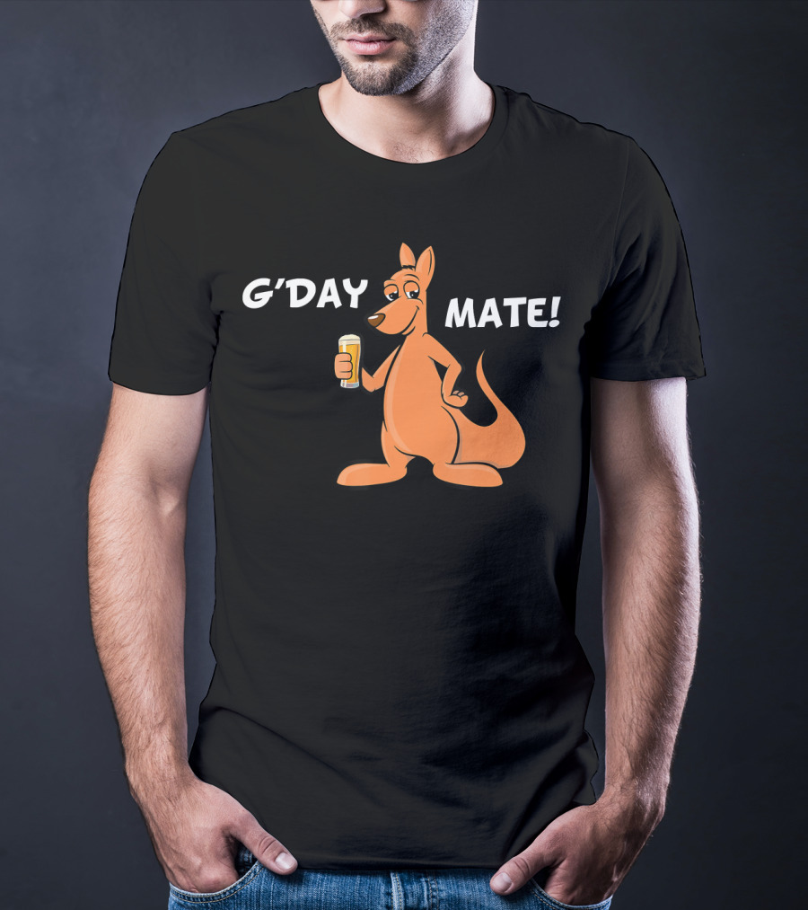 G'Day Mate Kangaroo Holding Beer T-Shirt