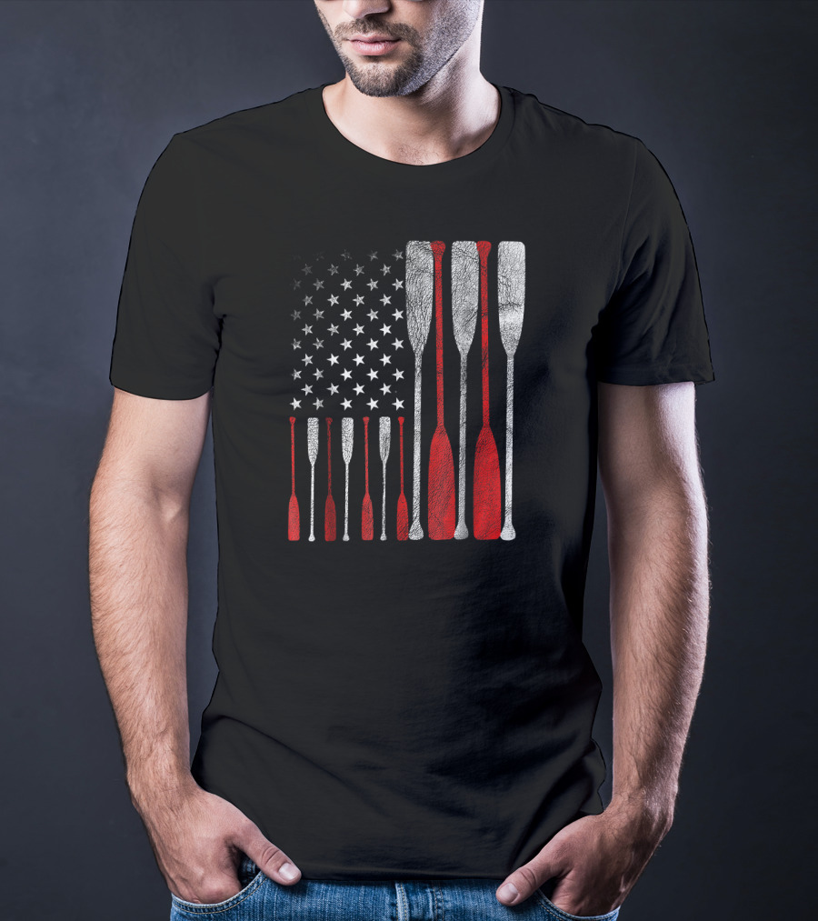 American Flag Oars Crew Rowing T-Shirt