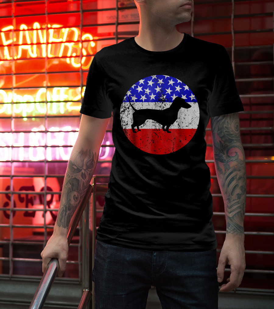 American Flag Dachshund Silhouette T-Shirt