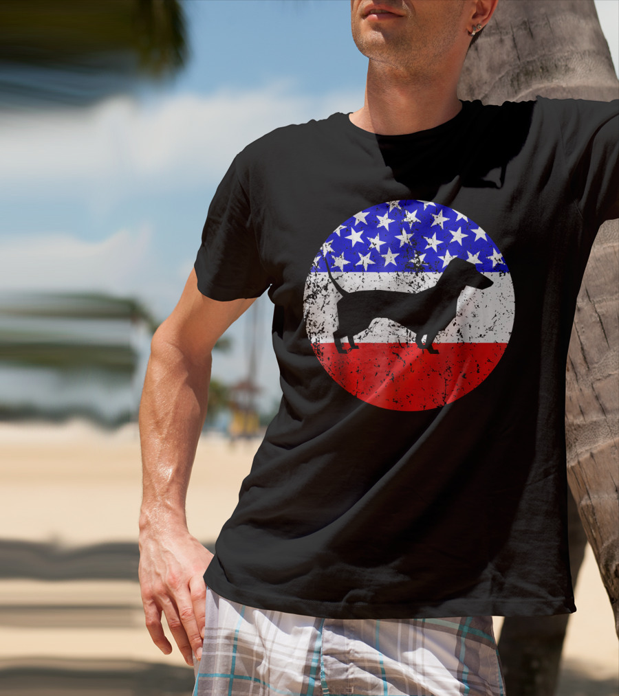 American Flag Dachshund Silhouette T-Shirt