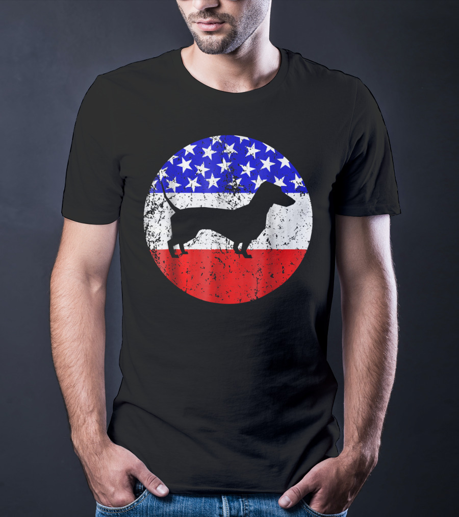 American Flag Dachshund Silhouette T-Shirt