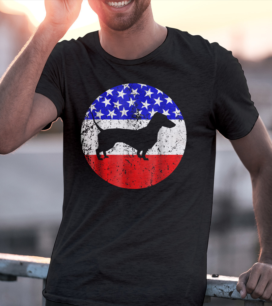 American Flag Dachshund Silhouette T-Shirt