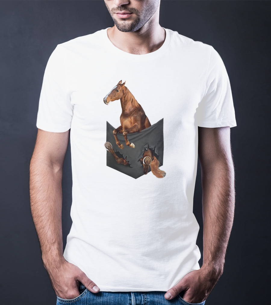 American Saddlebred Horse Emerging From Pocket Optical Illusion T-Shirt