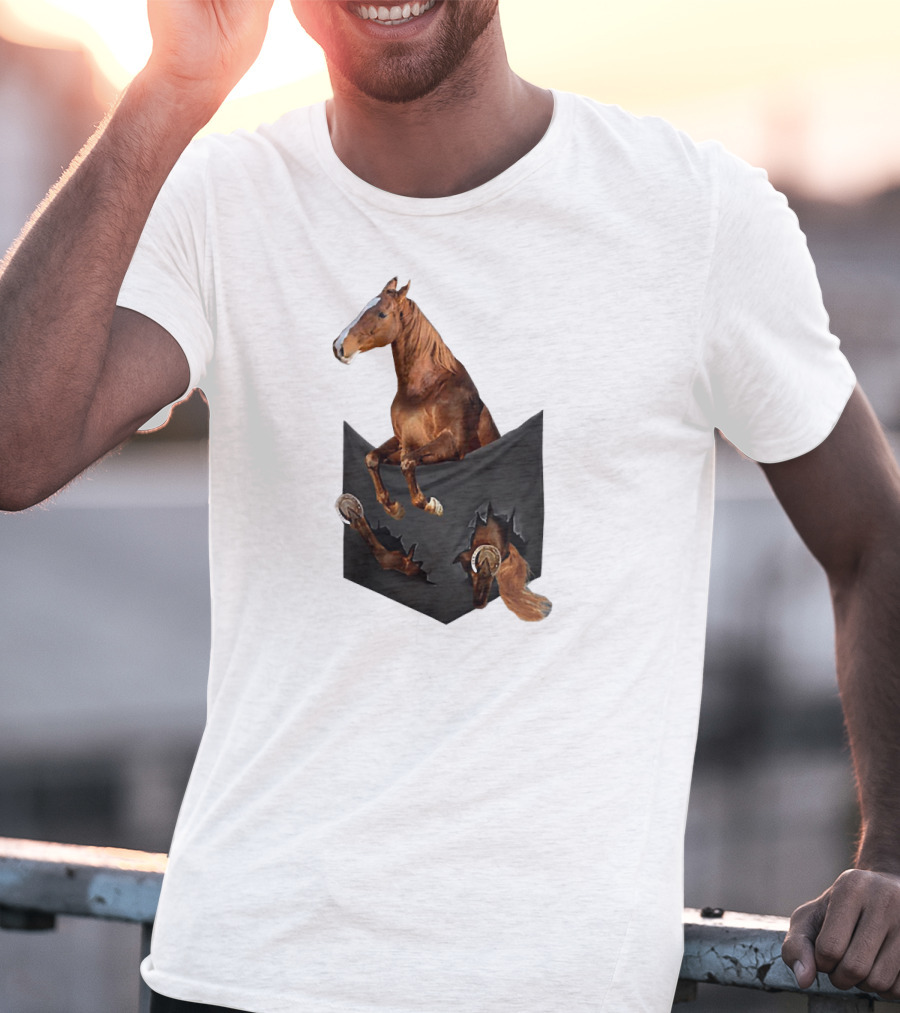 American Saddlebred Horse Emerging From Pocket Optical Illusion T-Shirt
