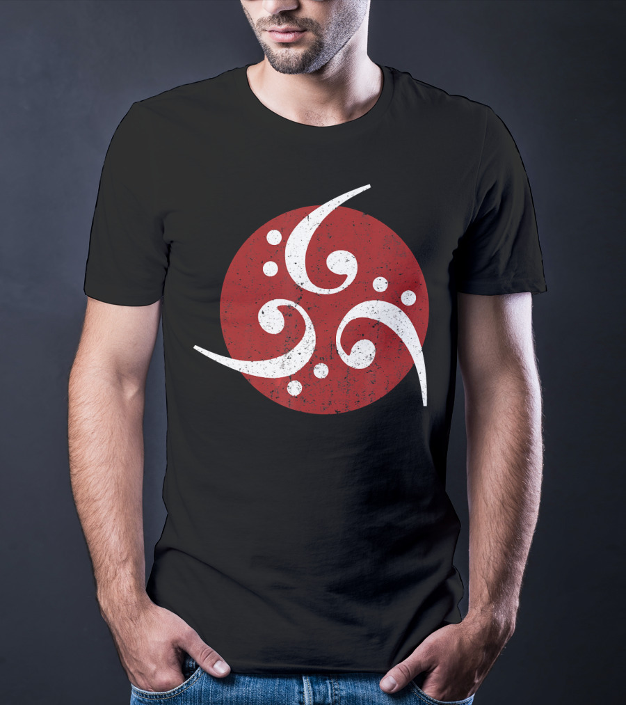 Vintage Bass Clef Symbol Red Circle T-Shirt