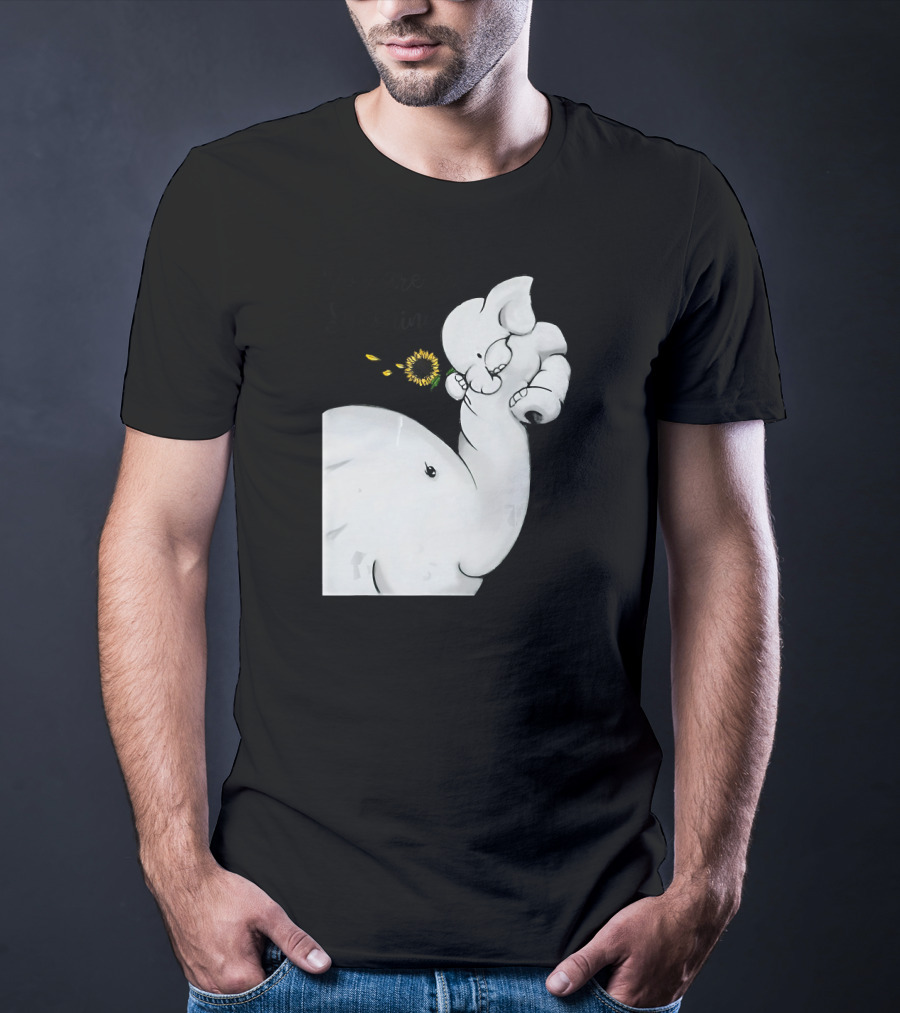 Elephant You Are My Sunshine With Flower And Baby Elephant Hugging T-Shirt