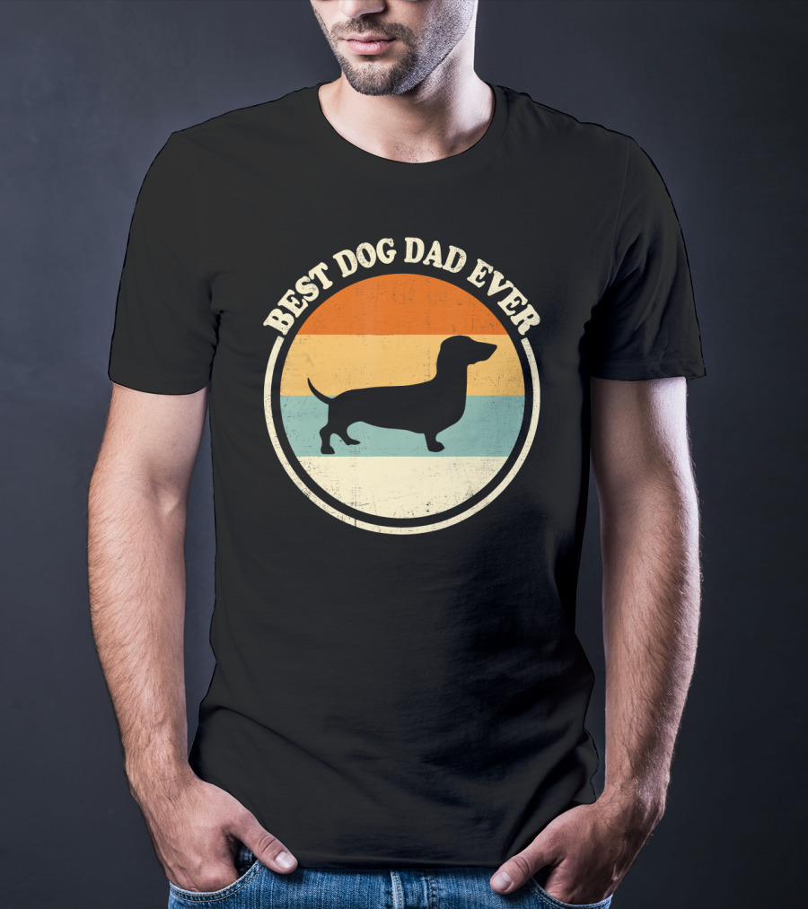 Best Dog Dad Ever Vintage Dachshund T-Shirt