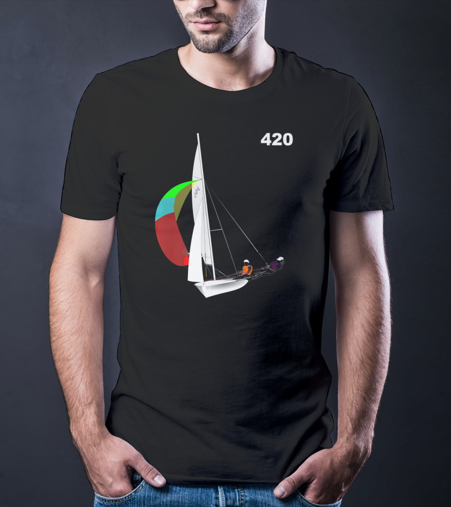 420 Sailing Dinghy Vibrant Spinnaker Racing T-Shirt