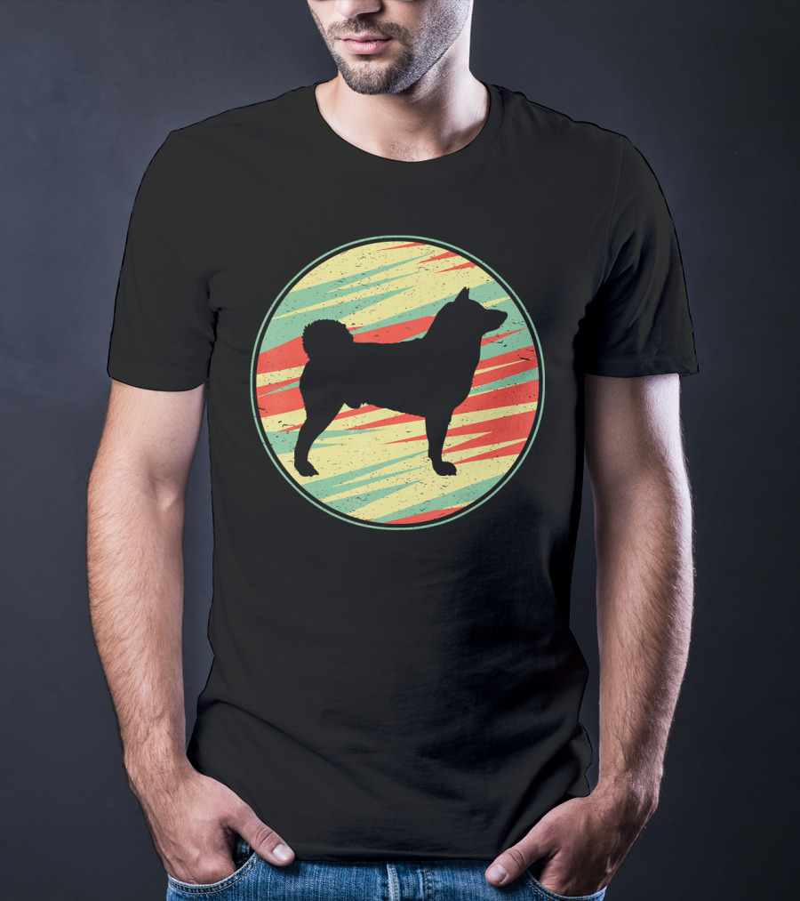 Akita Retro Vintage Silhouette Cute Do Circle T-Shirt
