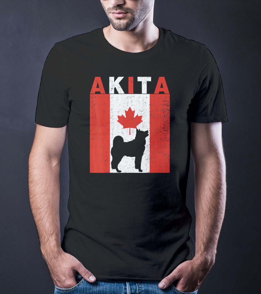 AKITA AKITA Canadian Flag Maple Leaf Dog T-Shirt