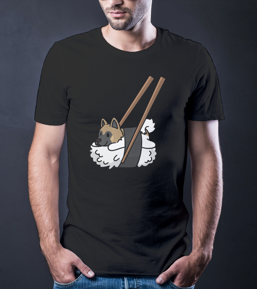 Akita Inu Sushi Roll With Chopsticks Funny Dog T-Shirt