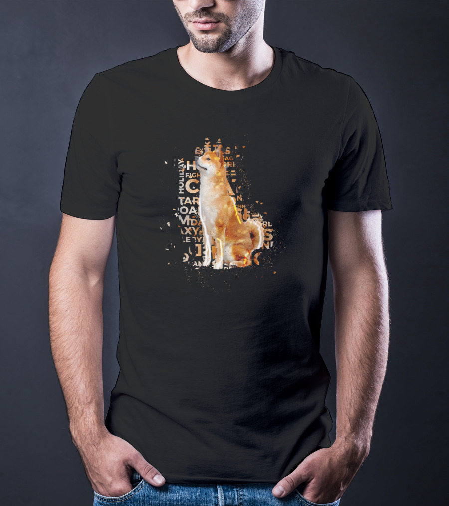 Akita Typography Awe With Text Collage And Dog T-Shirt