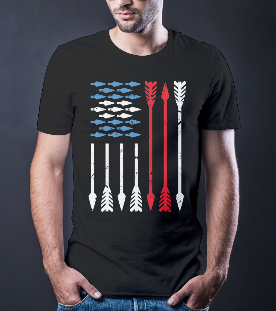 American Flag Arrow Archery Vintage Distressed Stars And Stripes Arrows T-Shirt