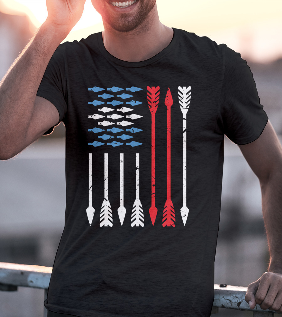American Flag Arrow Archery Vintage Distressed Stars And Stripes Arrows T-Shirt