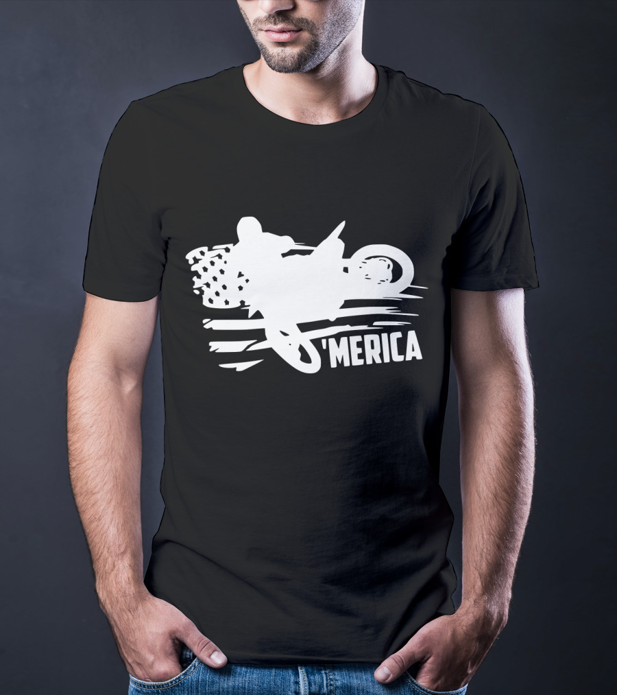 American Flag Dirt Bike 'Merica T-Shirt
