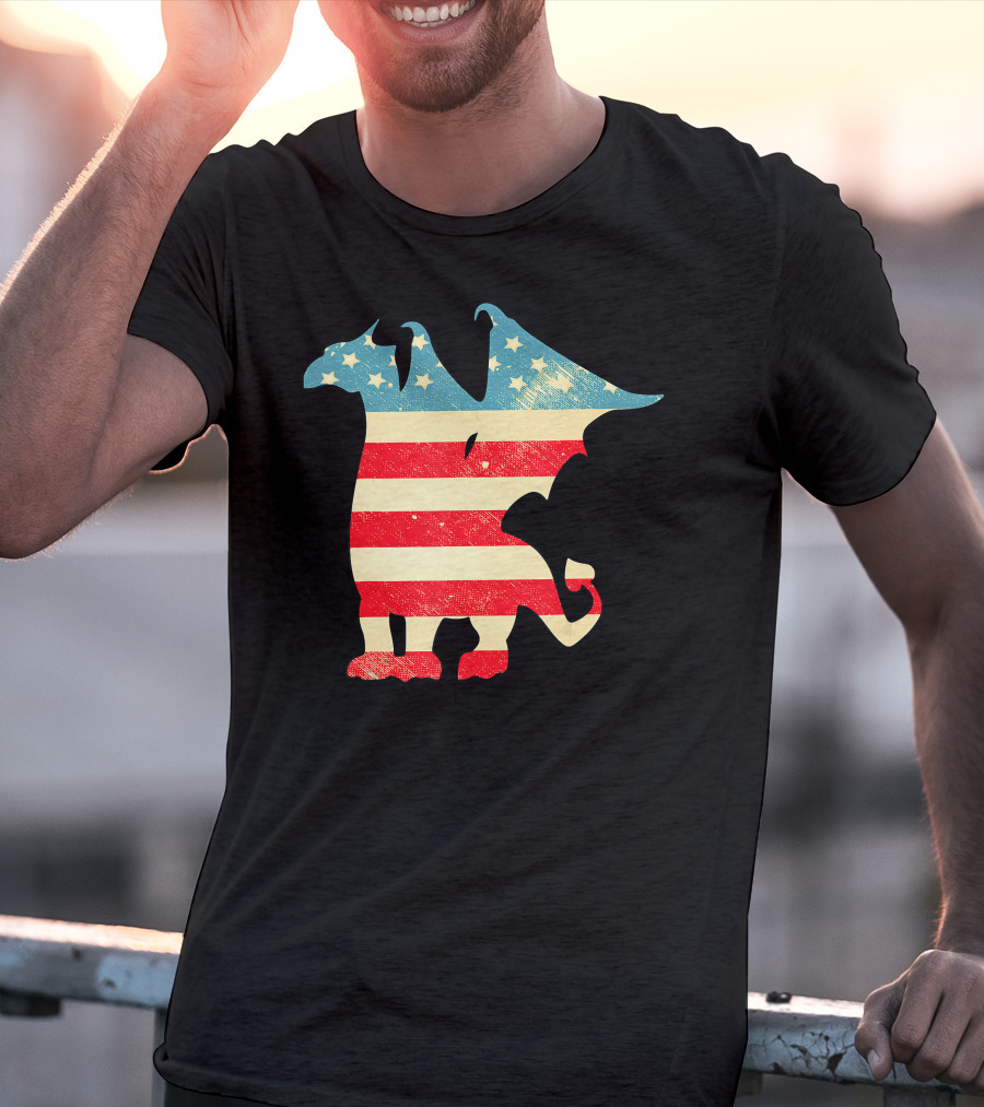 American Flag Vintage Dragon T-Shirt