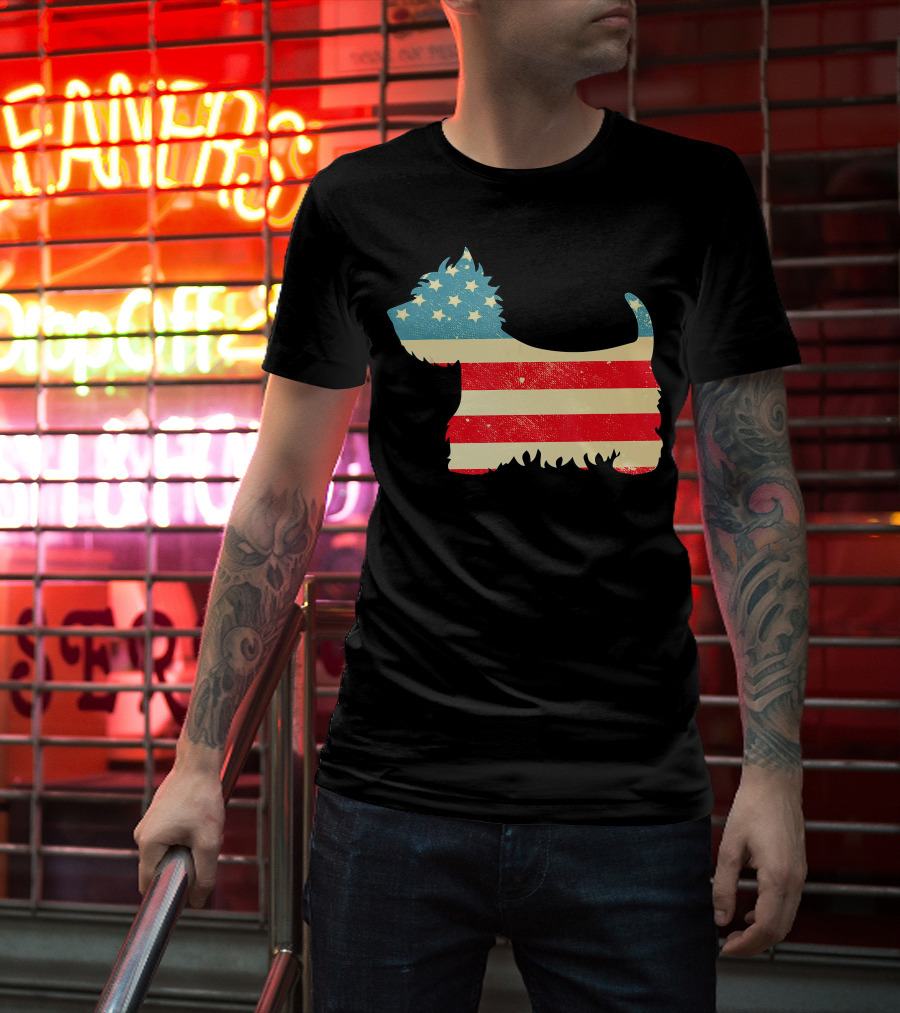 American Flag Vintage Westie T-Shirt