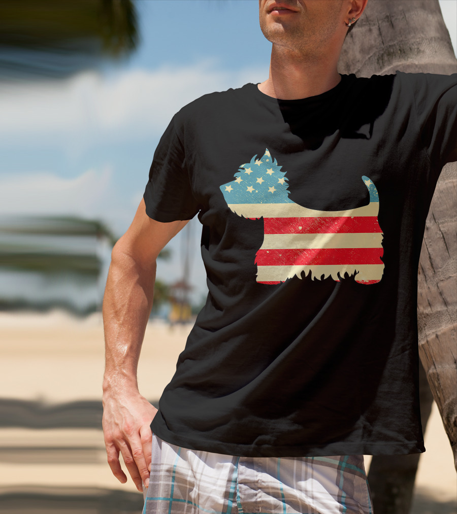 American Flag Vintage Westie T-Shirt