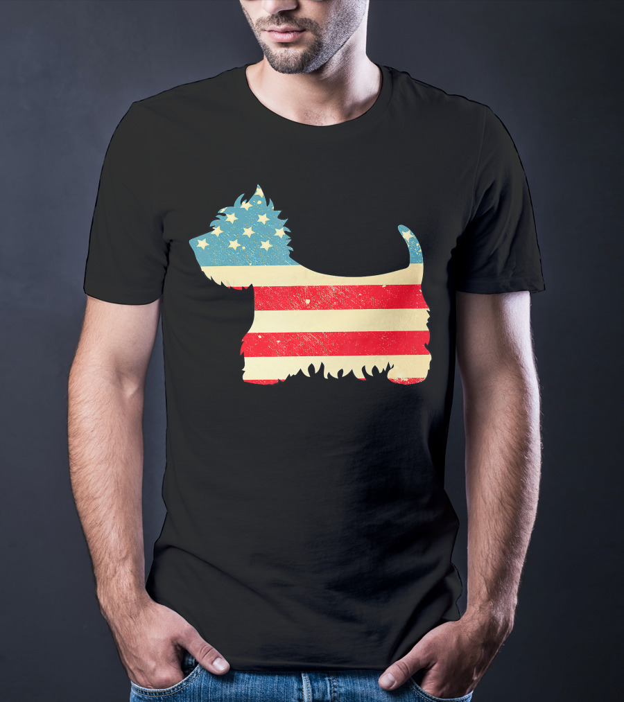 American Flag Vintage Westie T-Shirt