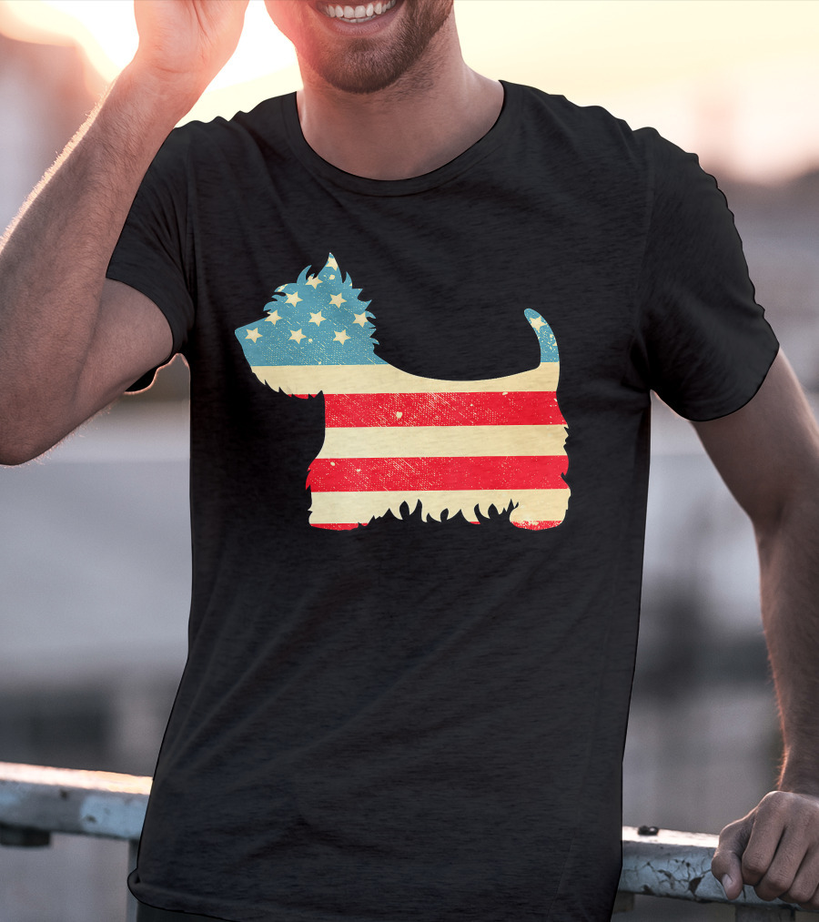 American Flag Vintage Westie T-Shirt