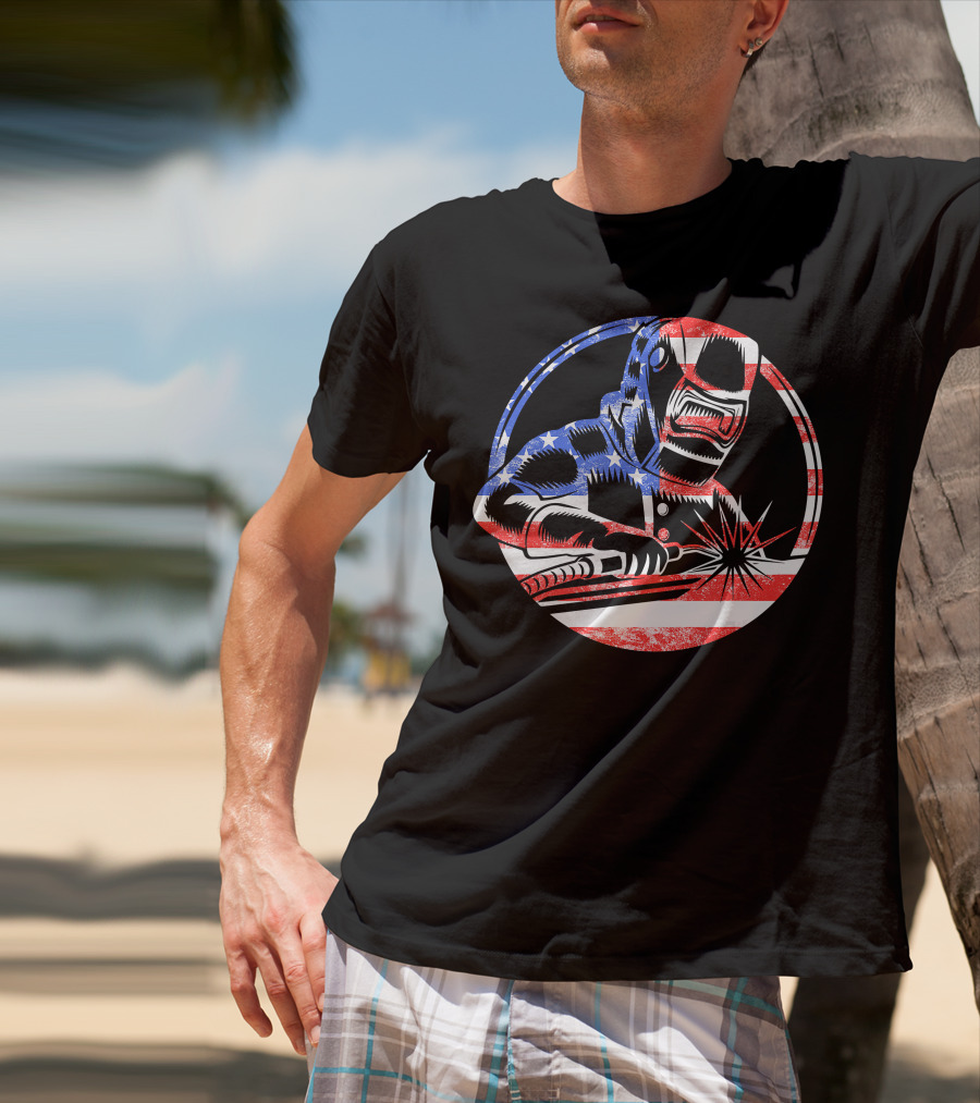 American Flag Welding USA Worker Welder T-Shirt