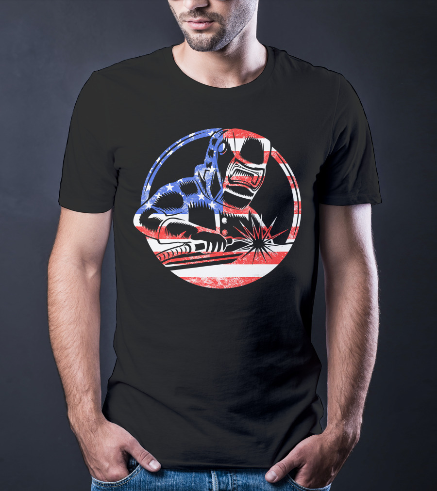 American Flag Welding USA Worker Welder T-Shirt