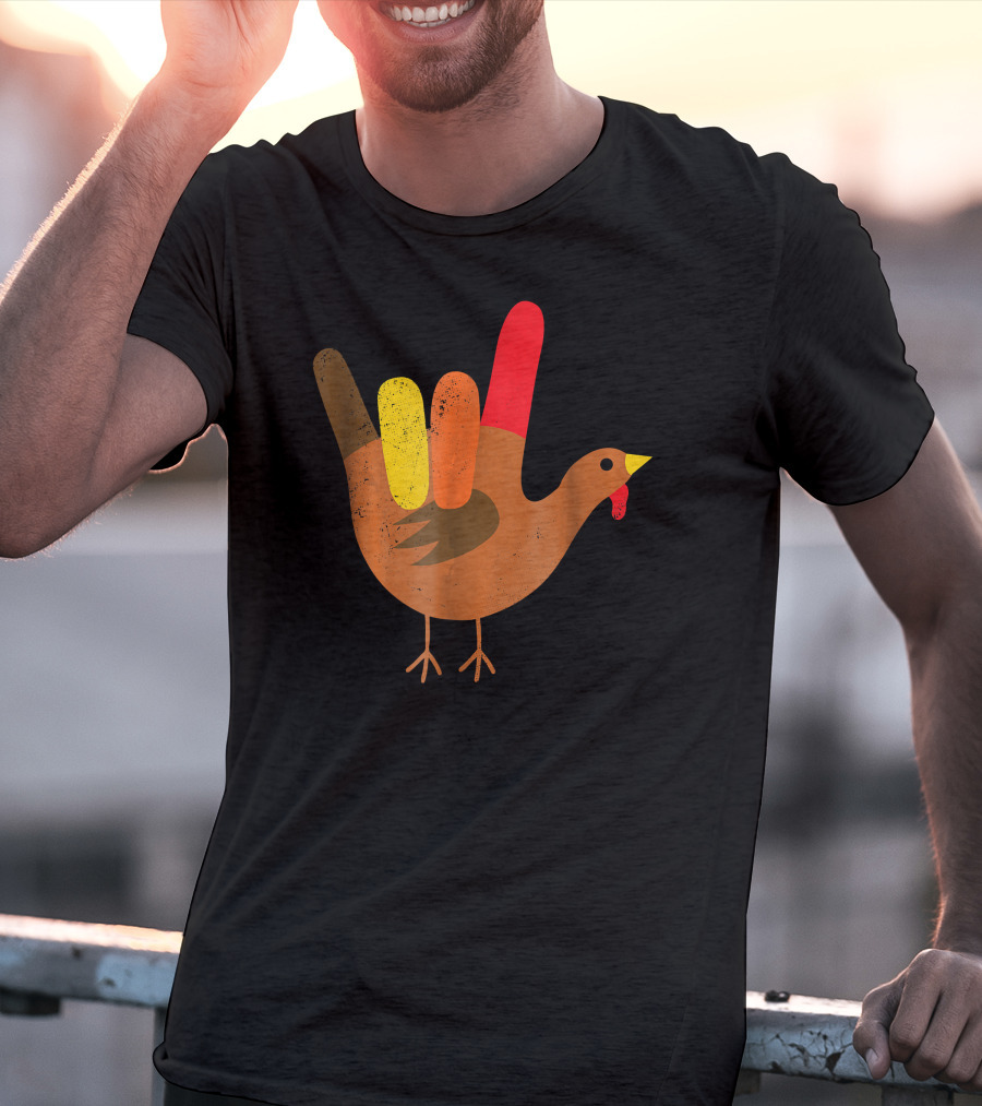 American Sign Language I Love You Thanksgiving Turkey T-Shirt