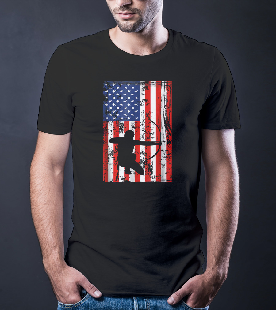 American Flag Archery Bow Archer T-Shirt