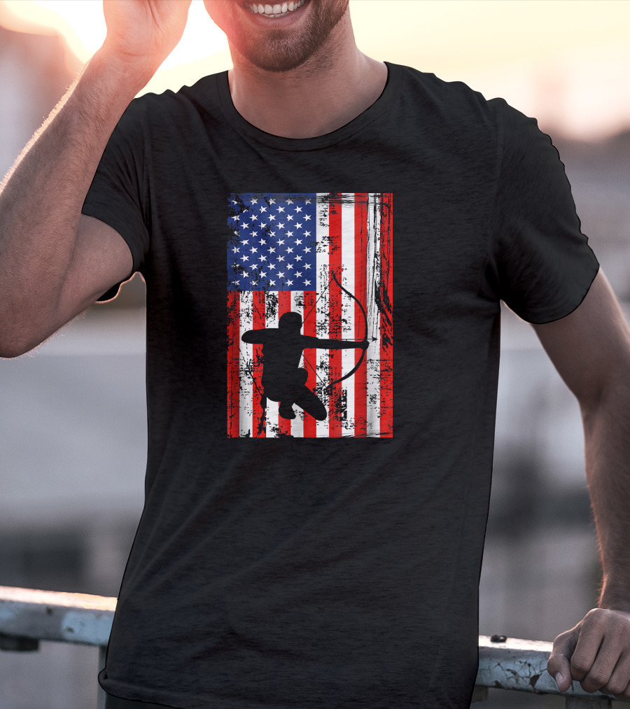American Flag Archery Bow Archer T-Shirt