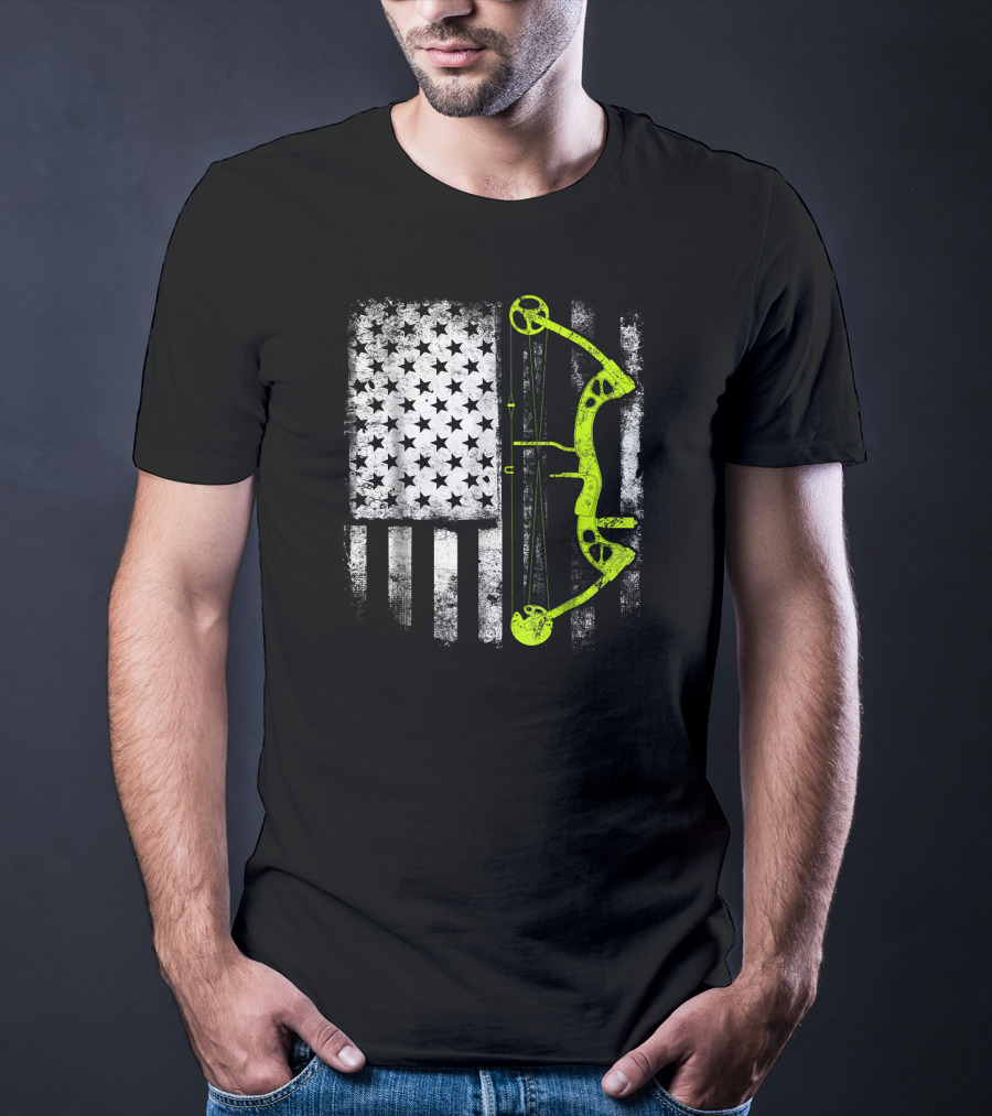 USA Flag Archery Compound Bow T-Shirt