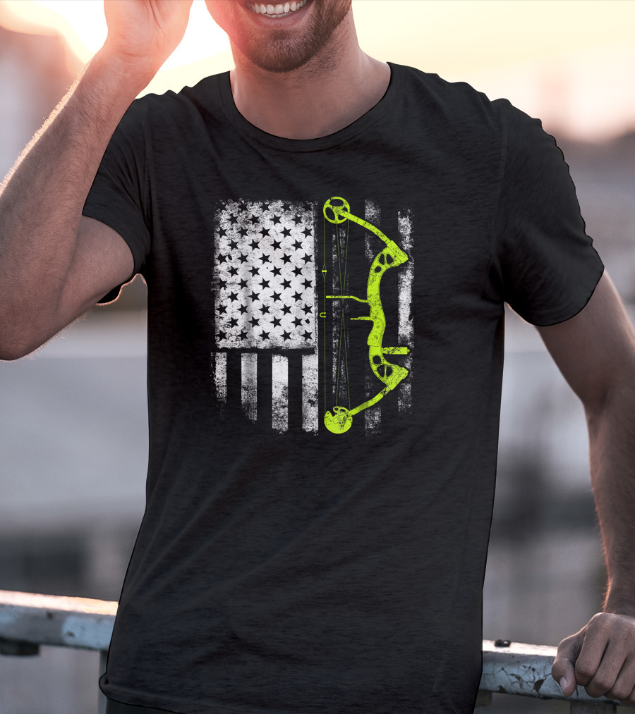 USA Flag Archery Compound Bow T-Shirt