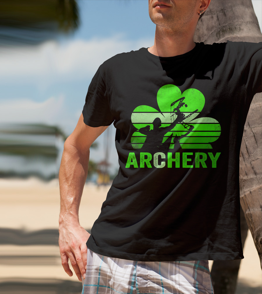 Archery Shamrock St Patrick's Day Bow And Arrow T-Shirt