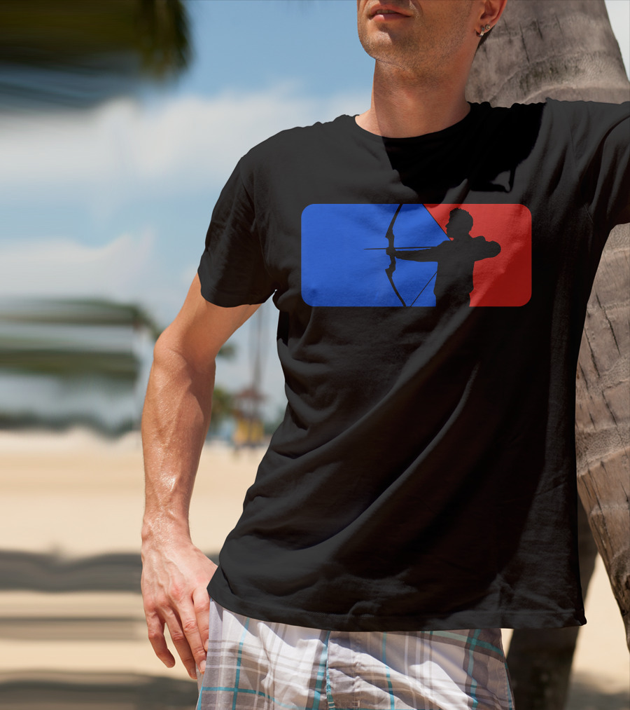Archery Fans Lovers Bow Arrow Silhouette Red Blue T-Shirt