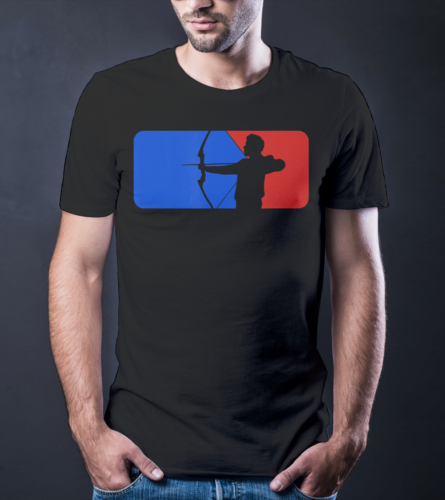 Archery Fans Lovers Bow Arrow Silhouette Red Blue T-Shirt