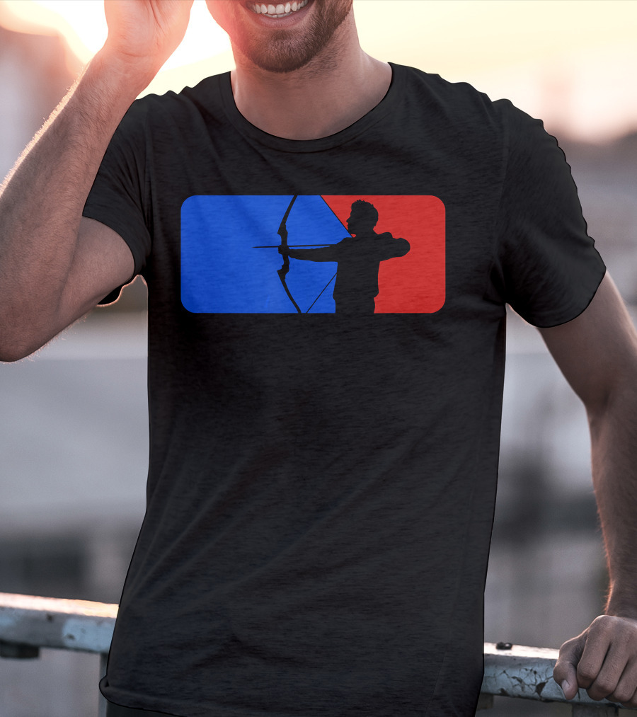Archery Fans Lovers Bow Arrow Silhouette Red Blue T-Shirt