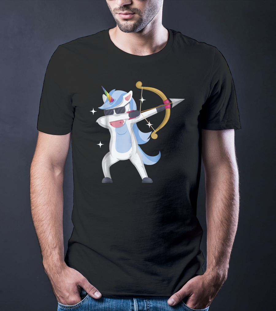Unicorn Dabbing Archery Magic Arrow Bow T-Shirt