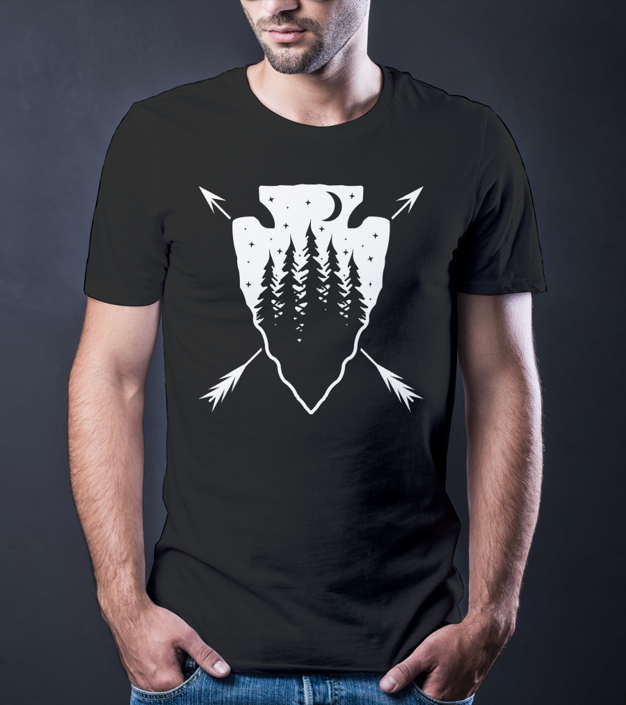 Arrowhead Pine Forest Under Moonlit Starry Sky T-Shirt