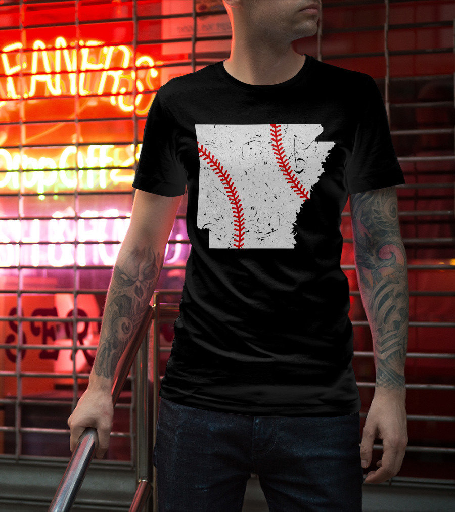 Awesome Arkansas Baseball Map T-Shirt