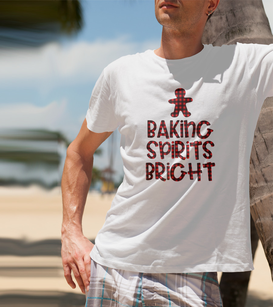 Baking Spirits Bright Buffalo Plaid Gingerbread Holiday T-Shirt